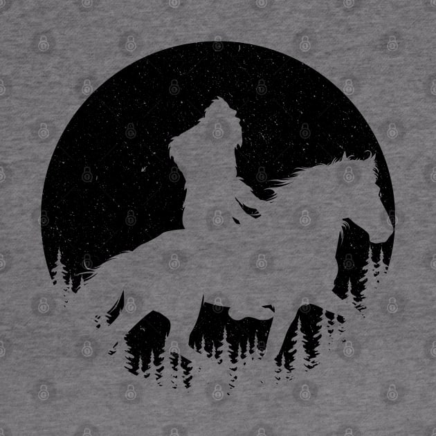 Bigfoot Riding A Horse Silhouette by Tesszero